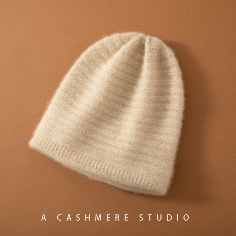 源头厂家供应各类冬季针织休闲时尚保暖舒适高档100%羊绒针织帽子