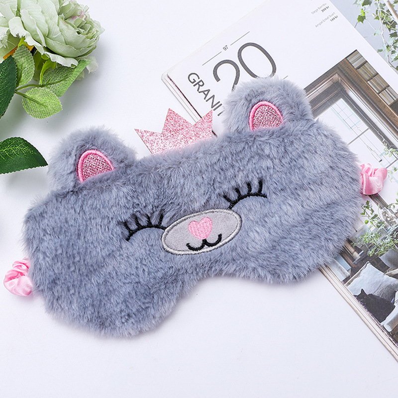 New Plush Cute Cartoon Sleep Eye Mask 3d Colorful Cat Eye Mask Travel Lunch Break Shading Eye Mask Ice Pack