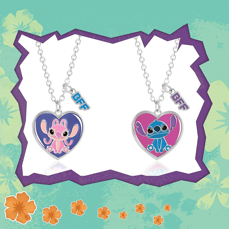 跨境新品卡通可爱stitch史迪奇卡通桃心吊坠星际宝贝项链情侣款