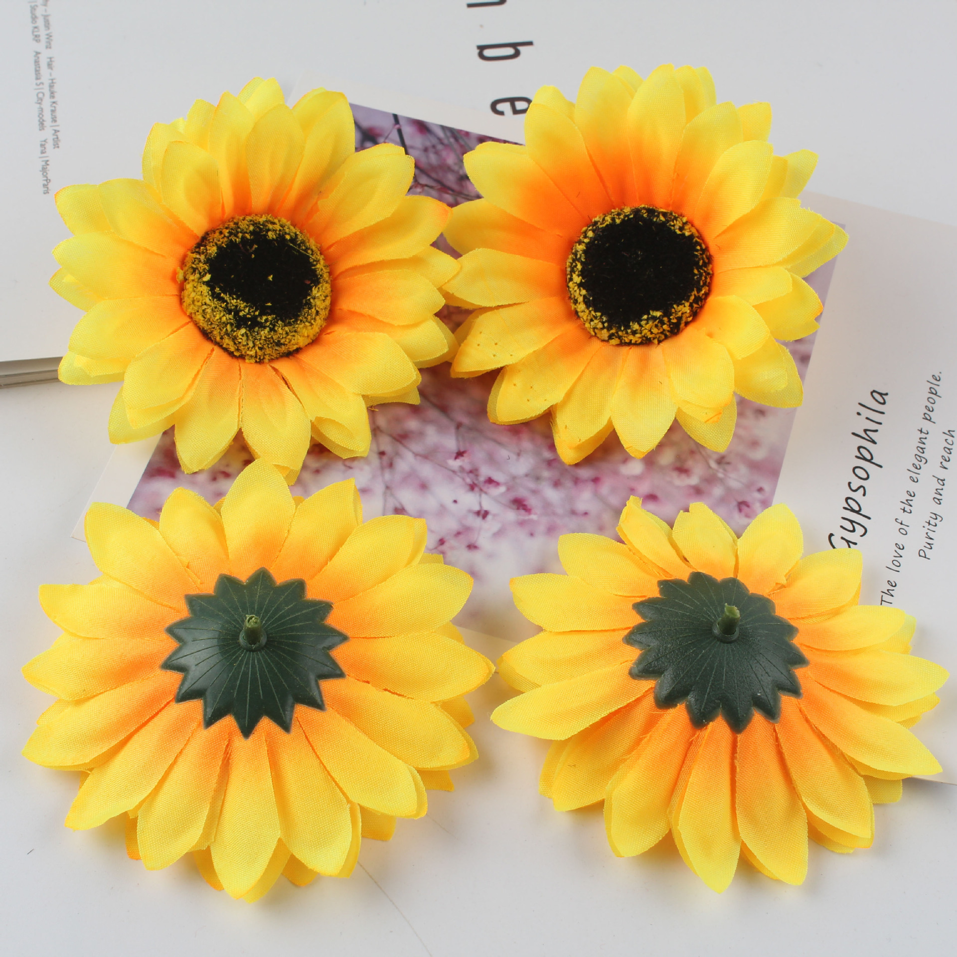 仿真向日葵菊花太阳花头假花花头批发手工绢布花diy假花配件