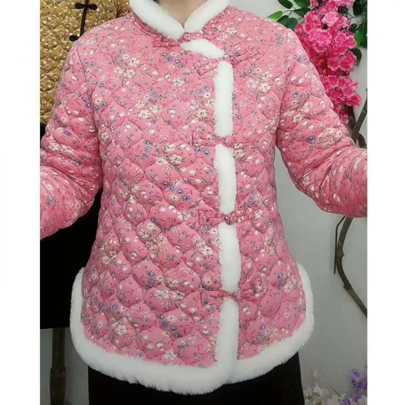 冬季网红爆款旗袍改良棉衣驼绒棉加厚款保暖女装花棉袄中国风棉服