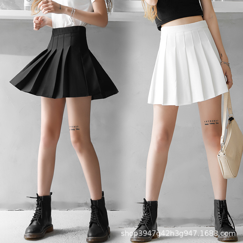 Elastic High Waist Skirt Women's Anti-Exposure A- line Skirt New Loose Skirt Four Seasons Slimming Slim-Fit Pleated Skirt