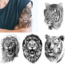 花臂纹身贴 狮子老虎狼动物 半臂纹身贴纸 跨境套装 厂家现货批发