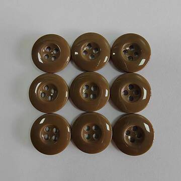 圆形树脂四眼扣有眼纽扣19mm咖啡色衬衣毛衣纽扣 支持做颜色