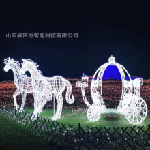 2021新年梦幻灯光秀马拉车造型月亮夜空造型城市亮化网红打卡场景