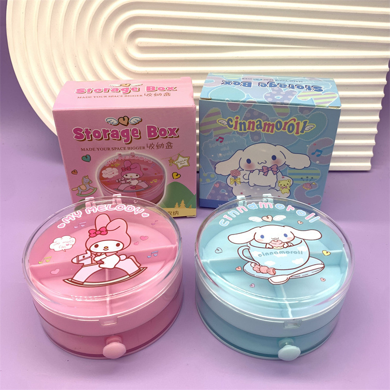 Foreign Trade Cross-Border Sanrio Big Ear Dog round Storage Box Desktop Melody Rubber Band Small Items Jewelry Box Ornaments