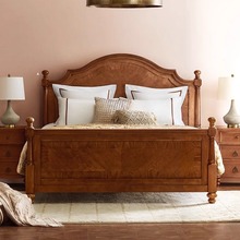 美式实木床现代简约1.8米主卧双人床卧室轻奢1.5高箱储物2米大床