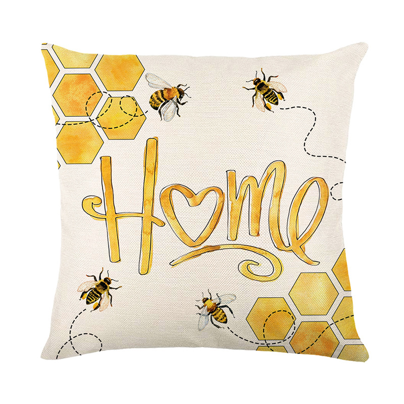 Amazon Cross-Border Bee Daily Holding Printing Pillow Plant Flower Cushion Cover Living Room Sofa Home Ornament Pillow