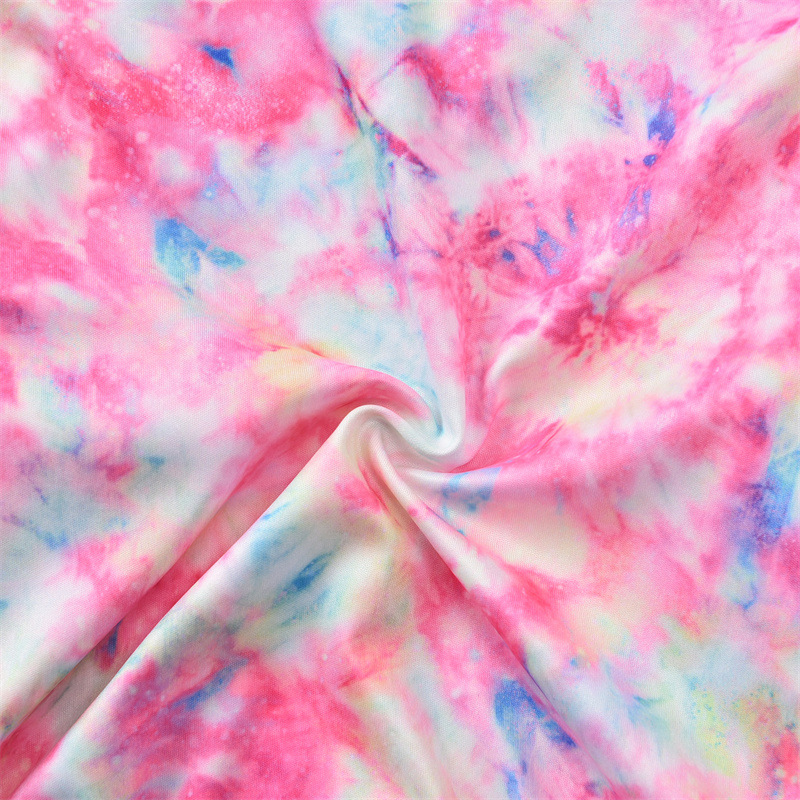 一件代货女童粉色扎染拉链运动套装跨境外贸儿童秋季新款外套童装