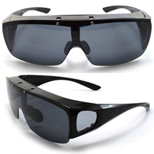偏光骑行太阳镜翻盖镜片钓鱼防护眼镜连体套镜UV400防紫外线