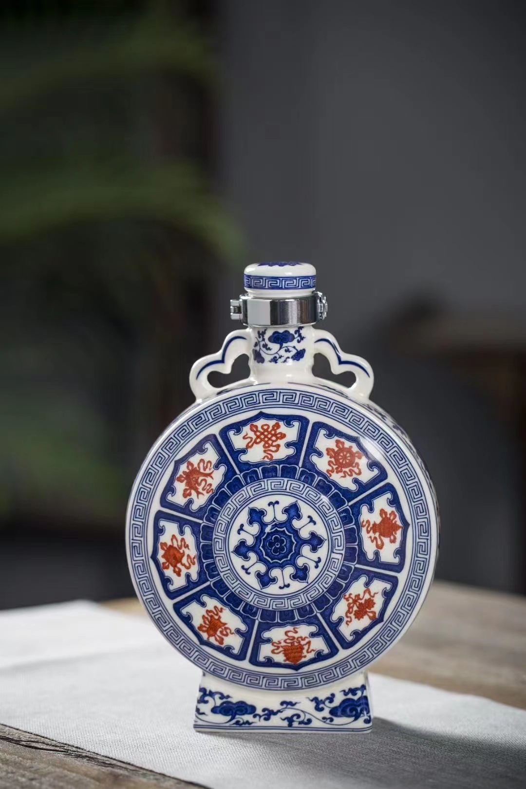 景德镇陶瓷1斤500ml仿元青花八宝瓶空酒瓶子酒壶酒坛空酒瓶厂家