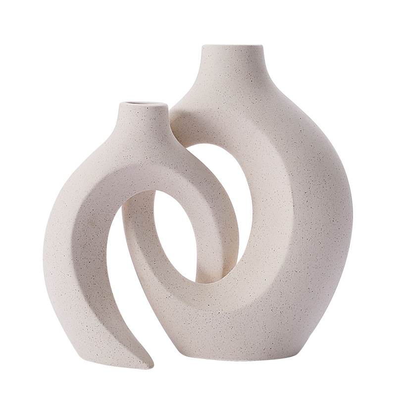 European Style Ceramic Vase Set Ins Style Creative White Simple High Sense Domestic Ornaments Wholesale Flower Ware