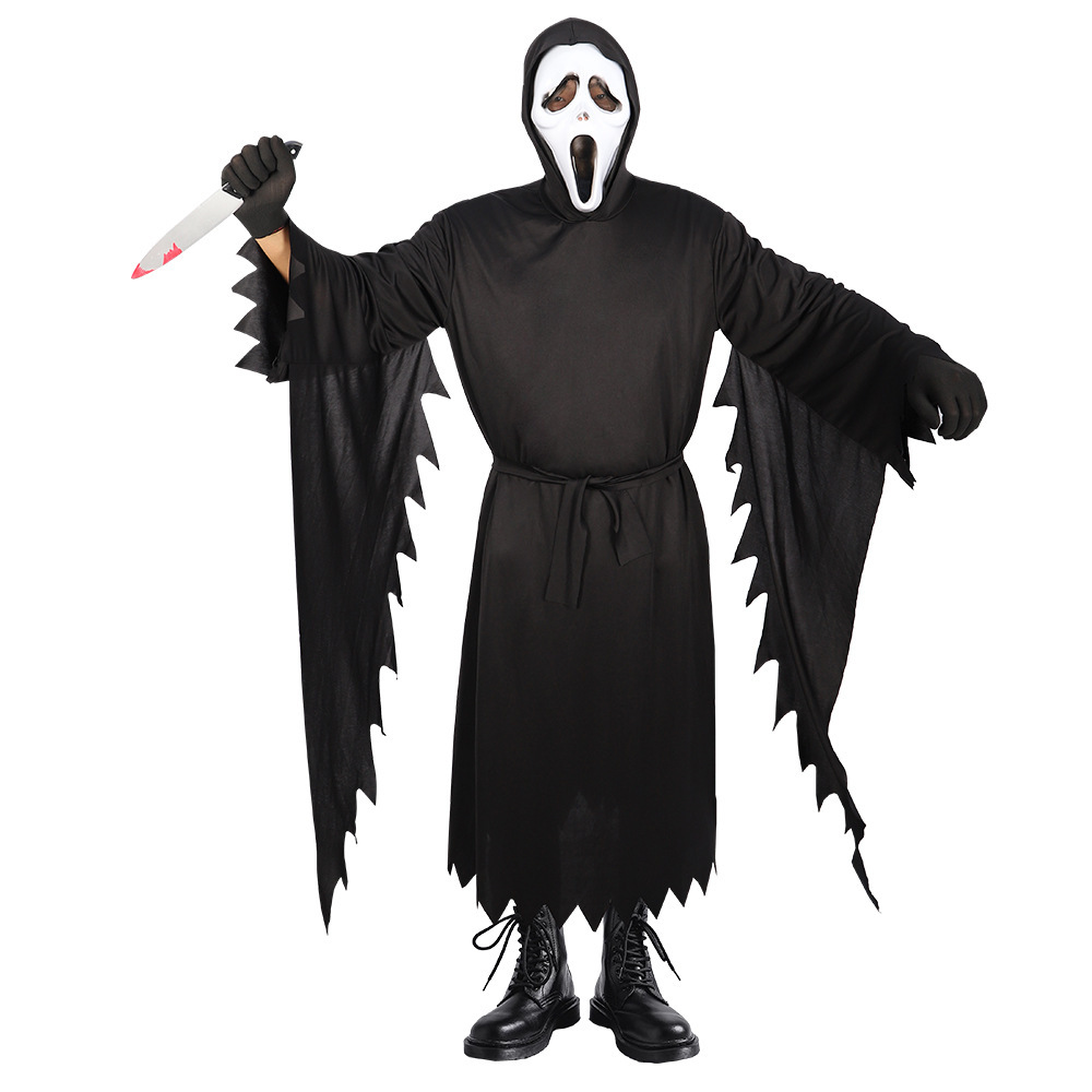 万圣节儿童恐怖红眼死神服装血刀尖叫面具幽灵扮演服亲子套装
