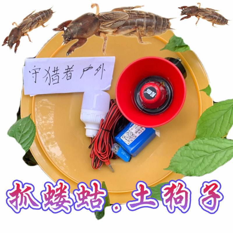 夜间捕捉蝼蛄土狗子草狗扩音器,蝲蝲蛄喇叭设备一套齐全