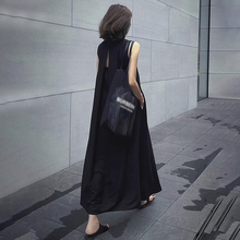 2024年新款赫本风黑色无袖背心连衣裙子女装夏季高级感长裙小黑裙