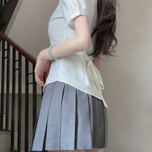 收腰衬衫jk纯欲学院风设计感上衣辣妹学姐修身长袖短袖白色衬衣女