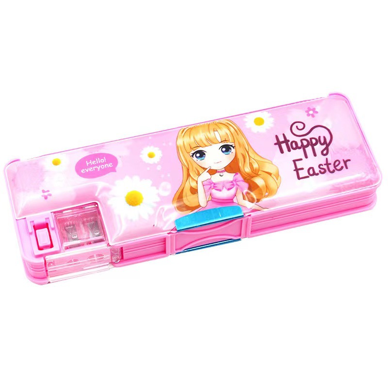 卡通儿童文具盒男女孩笔盒幼儿园小学生铅笔盒塑料文具盒双面双开