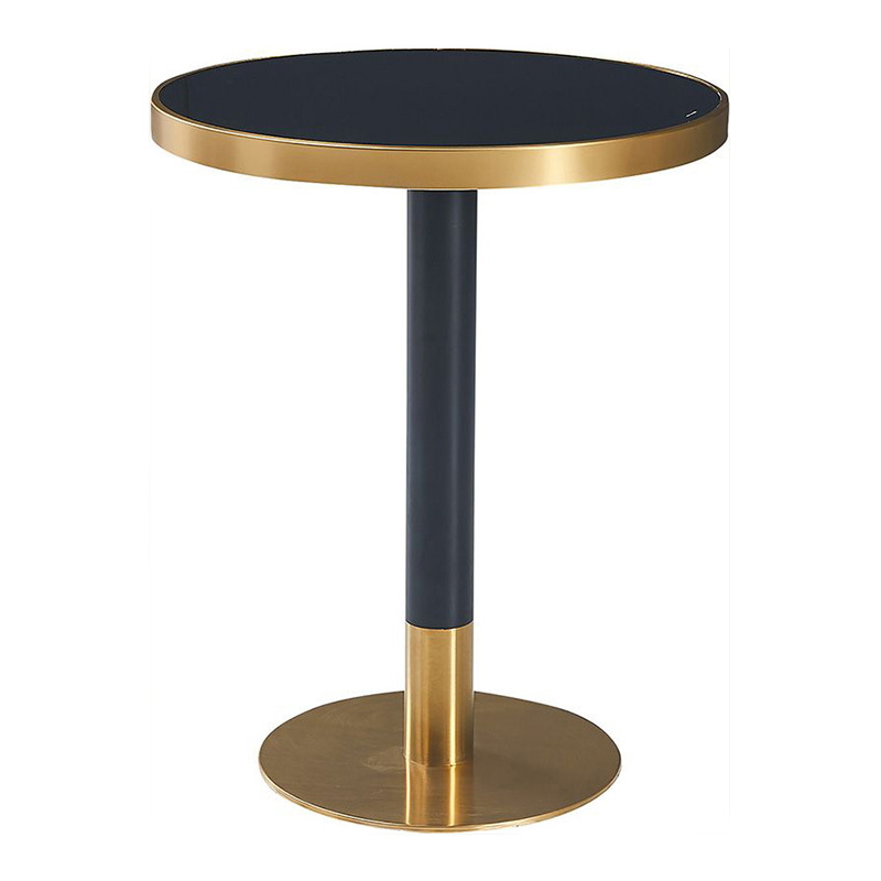 Restaurant Table Golden Edge Sealing Stainless Steel Eight-Immortal Table Internet Celebrity Restaurant Cafe Milk Tea Shop Light Luxury Stone Plate Dining Table