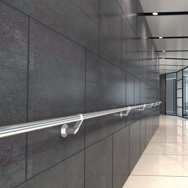 316拉丝不锈钢上墙扶手管 商场办公楼靠墙弧形扶手圆管五金上墙件