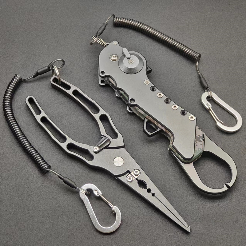 新款全钢路亚钳迷彩折叠控鱼器海钓鱼锁高硬度防锈开环剪线摘钩钳