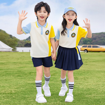 幼儿园园服夏季班服小学生小学生校服夏装儿童短袖套装学院风新款