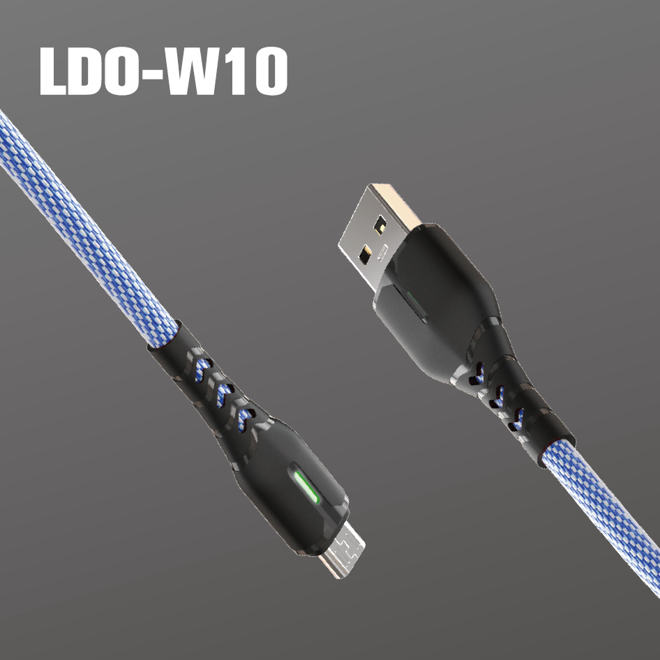 LDO Series W10 New Nylon Woven Android TC I5 Data Cable Support Mobile Phone Qc3.0 Fast Charging Function