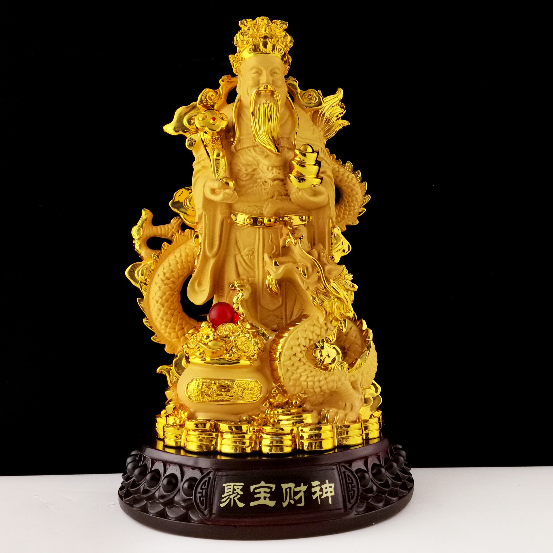 沙金财神爷摆件聚宝盆家居饰品客厅佛像店铺开业创意礼品一件代发