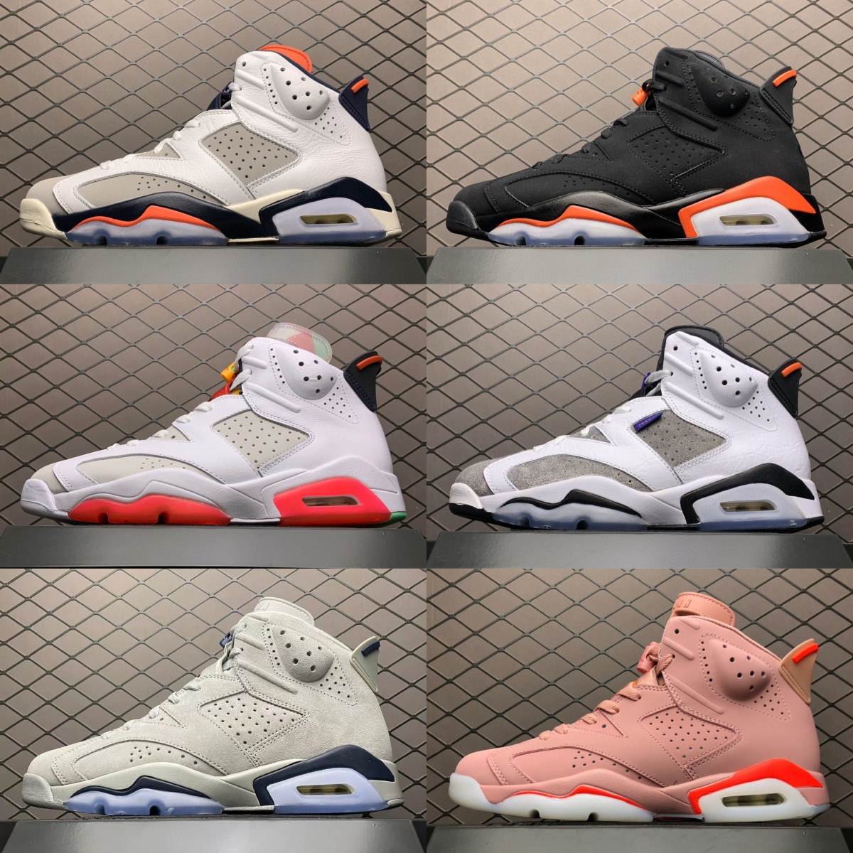 纯原莆田鞋耐尅官aj6 红外线黑红男女高帮防滑减震实战复古篮球鞋