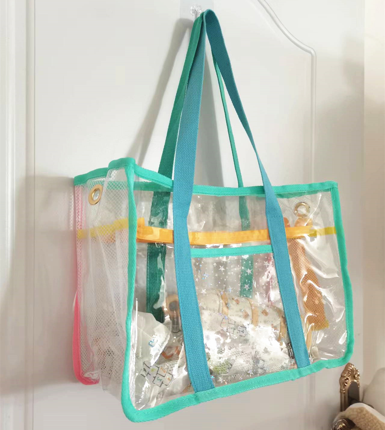 INS Korea Beach Bag Transparent Waterproof Bag Travel Large Capacity Mummy Bag Swim Bag Shopping Portable Pouch