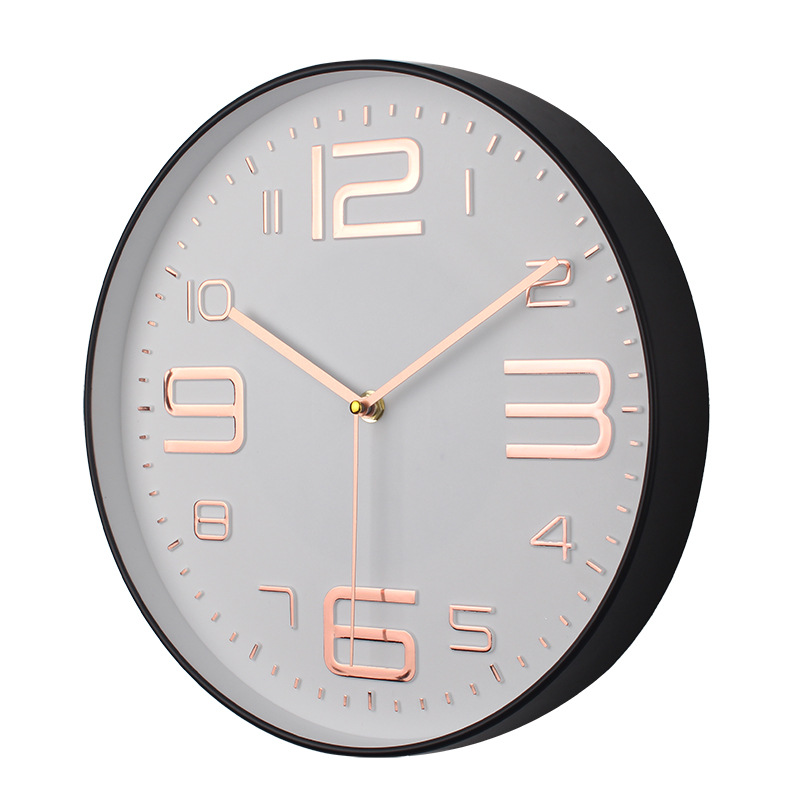 12-Inch 30cm round Noiseless Hanging Clock Plastic Fashion Simple Digital Clock Bedroom Can Be Designed and Wholesale as Required