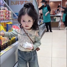 韩国童装女童长袖T恤春季洋气女宝宝字母时尚体恤儿童假两件上衣