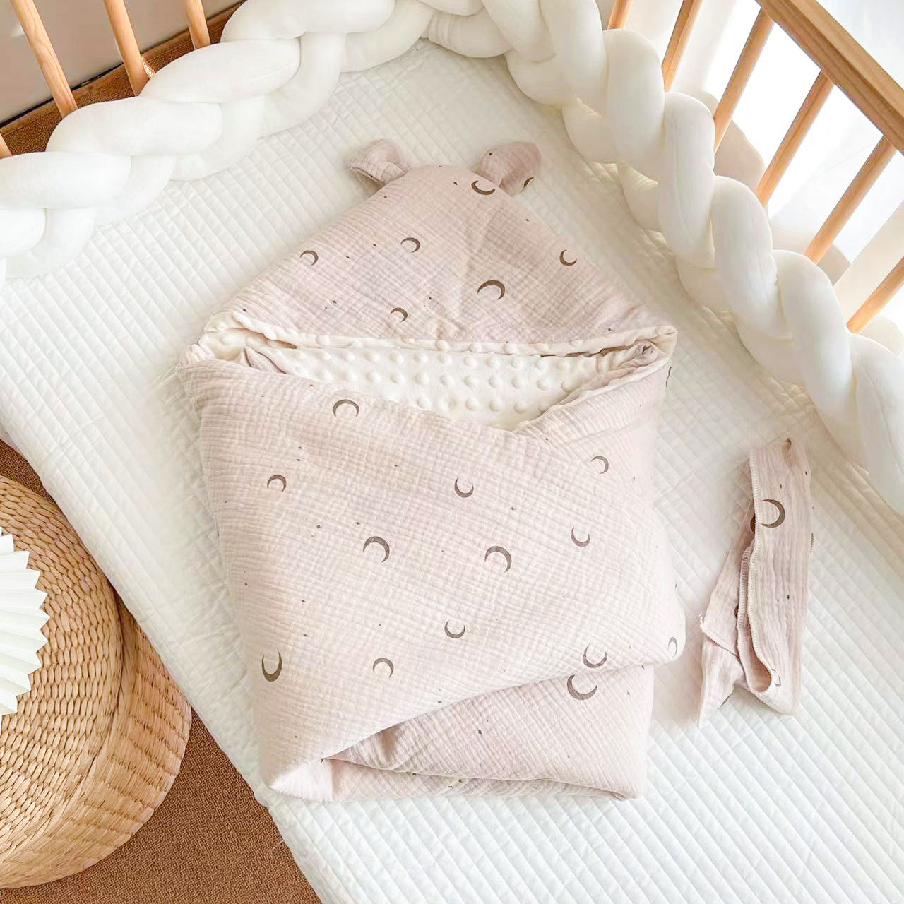豆豆毯包被初生婴儿出院秋冬兔子产房襁褓抱被新生夏季包裹被
