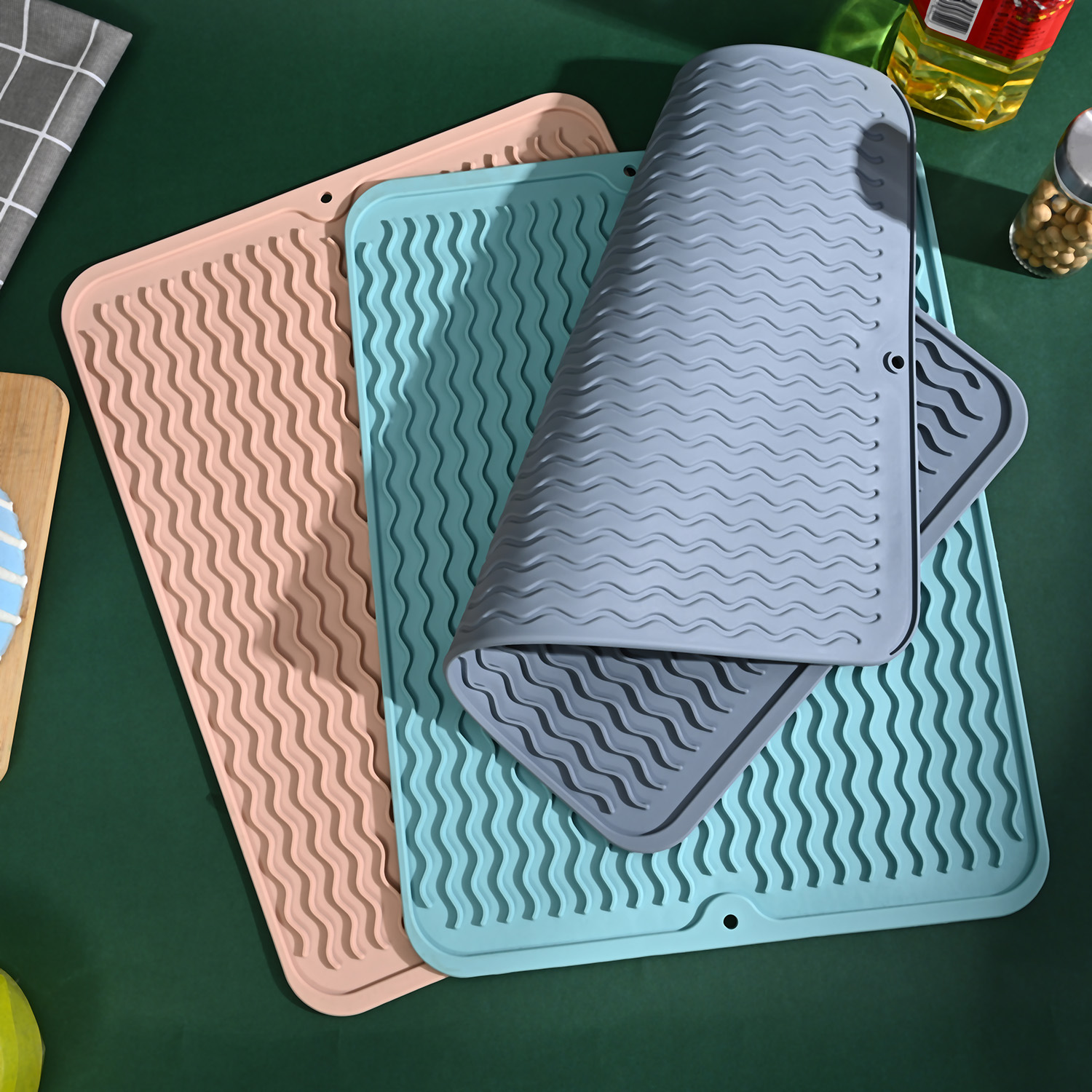 Multifunctional Heat Proof Mat Dining Table Cushion Silicone Draining Pad Kitchen Tableware Water Filter Pad Water Cup Control Pad Wholesale