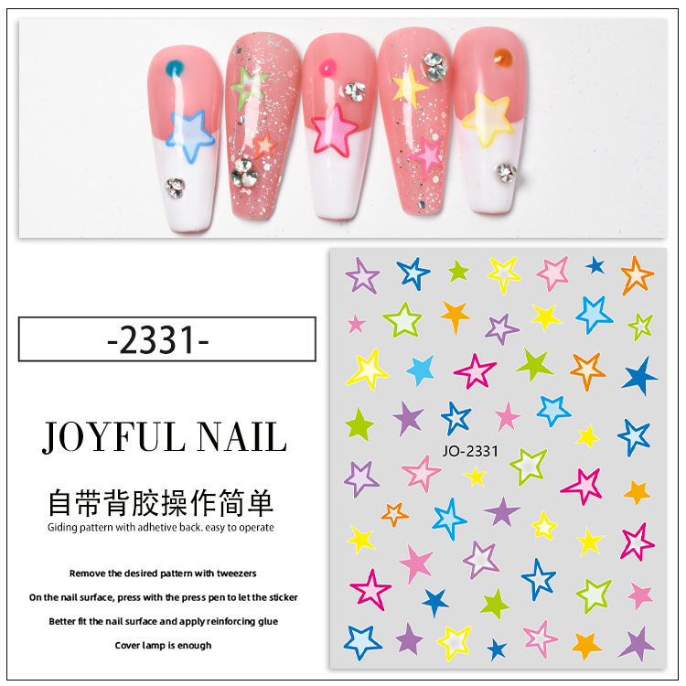 Cute Pentagram Adhesive Backing Stickers Gradient Love Nail Stickers XINGX Beautiful Girl Nail Sticker