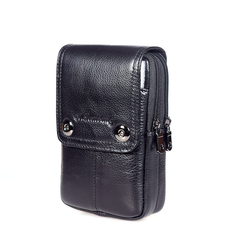 包盖式男士真皮手机包防尘防盗牛皮手机腰包穿皮带男单肩斜挎小包