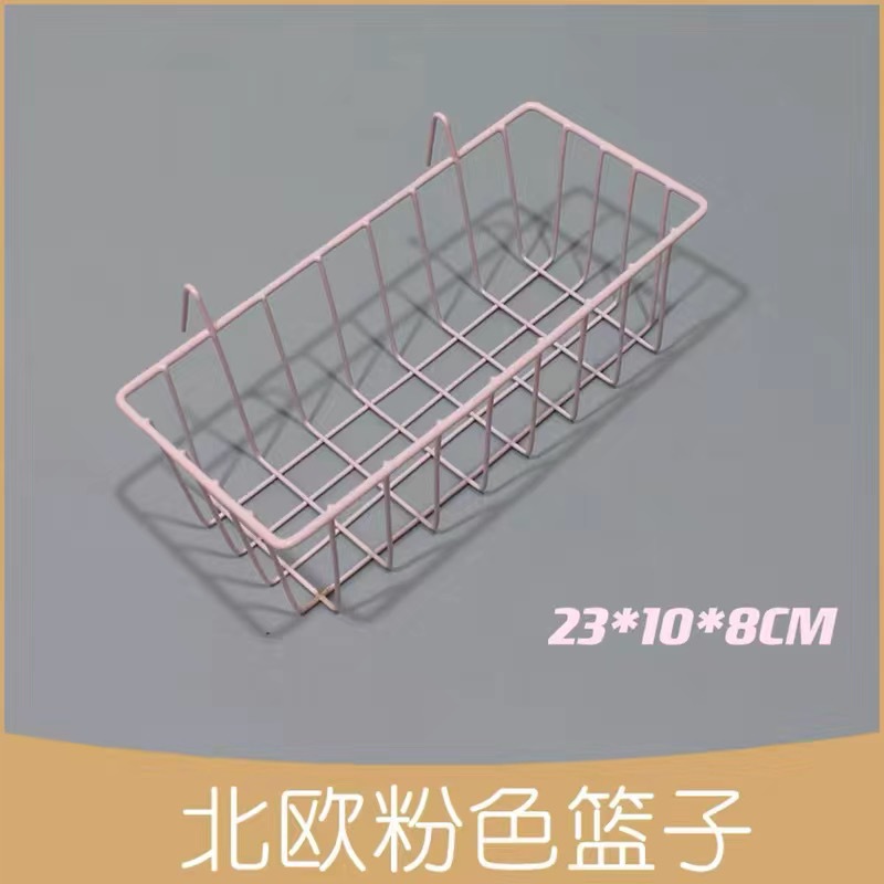 Ins Iron Mesh Grid Shelf Hanging Basket Tray Photo Wall Accessories Storage Iron Shelf Decoration Domestic