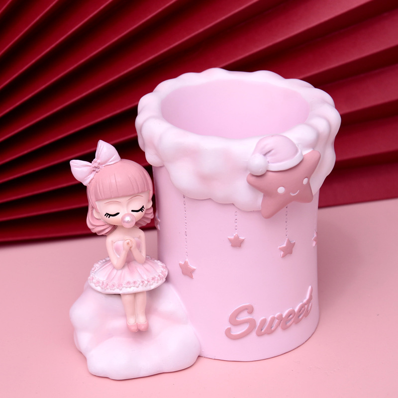 可爱ins少女心泡泡女孩收纳学生儿童笔筒装饰品摆件女孩生日礼物