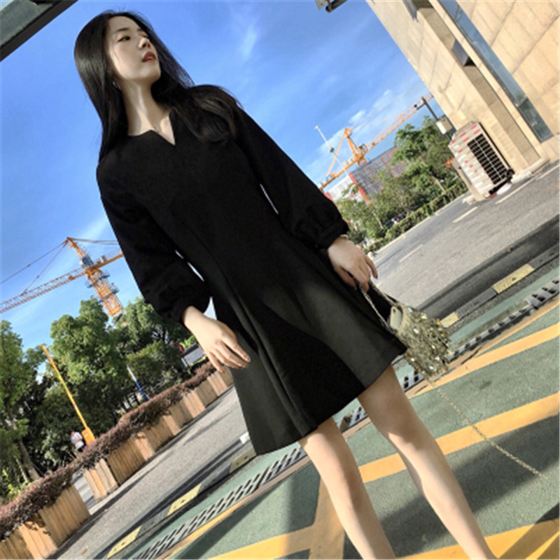 秋季韩版黑裙图片