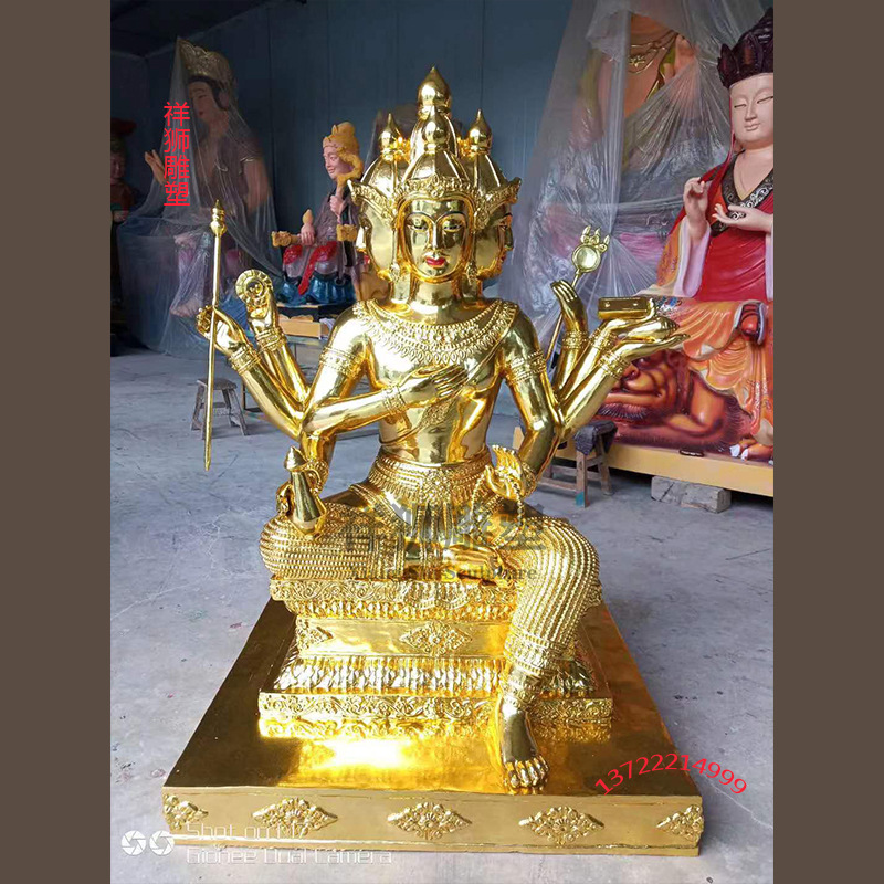 祥狮大号纯铜四面佛泰国四面佛摆件大梵天王铜像佛像工艺品批发
