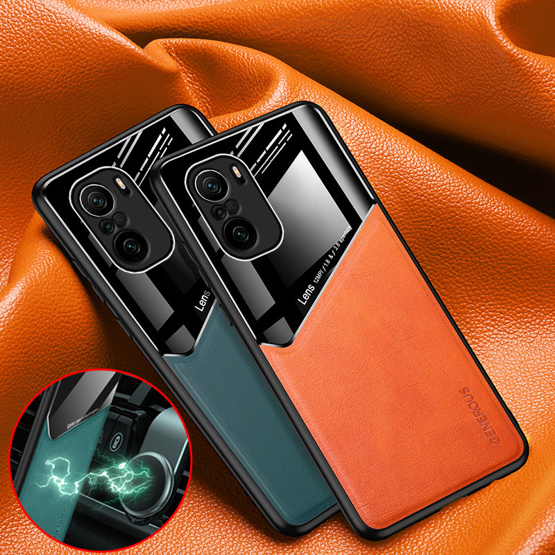 适用红米13c手机壳k70e车载磁吸皮纹note13pro全包拼接k60u保护套