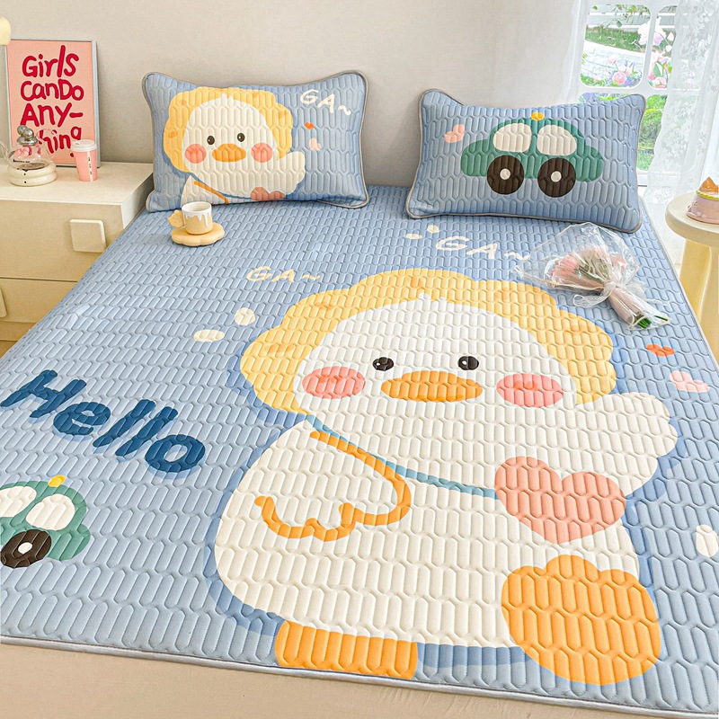 summer ice silk latex three-piece set of summer sleeping mat bed sheet air conditioner soft summer sleeping mat student dormitory washable household summer mat