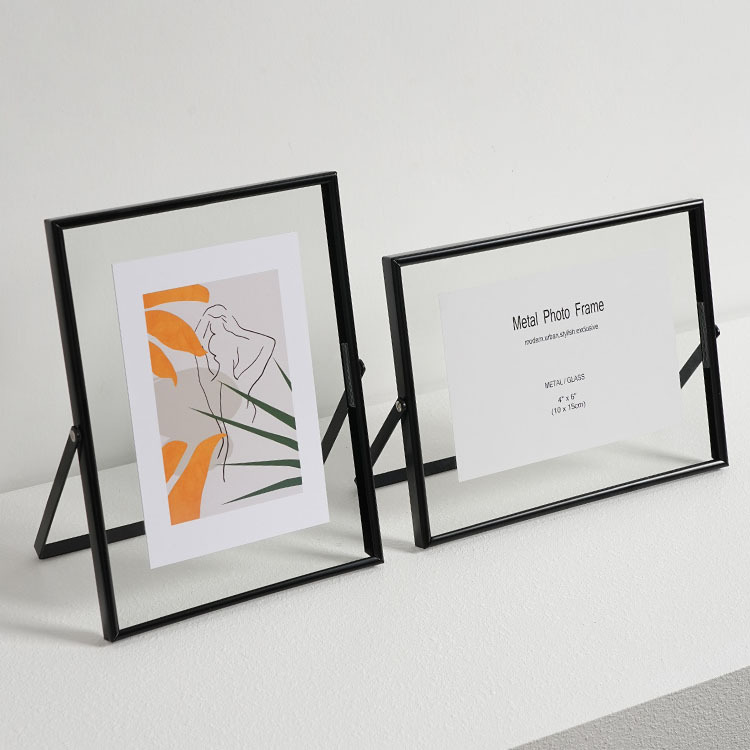 现货批发双面透明玻璃相框金属摆台8寸照片打印diy手工相册框架摆