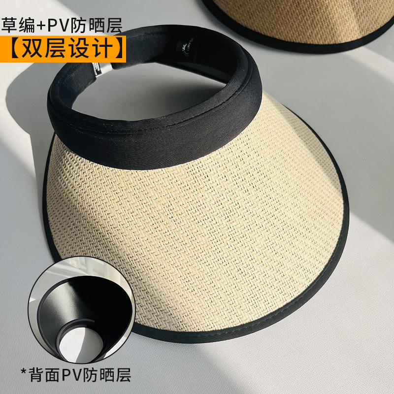 Sun Hat Summer New Big Brim Sports Classic Style Headband Straw Hat Cute Cycling Topless Hat Hat Wholesale