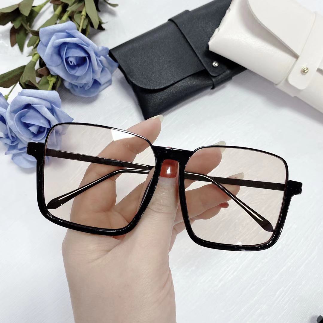 2021新款复古个性半框方形眼镜女网红大脸显瘦素颜眼镜批发