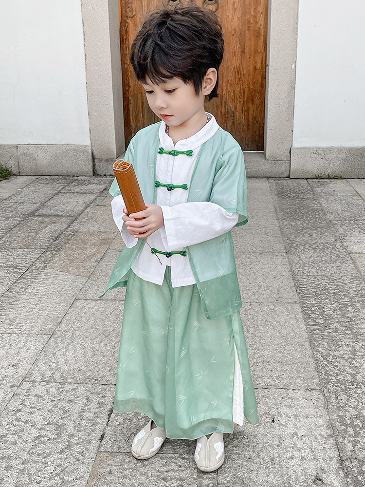 女童汉服春装2024新款宝宝唐装中国风表演服儿童旗袍春秋古装套装