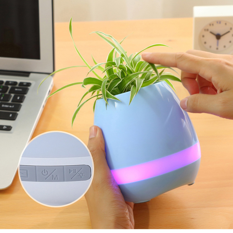 厂家批发音乐花盆定制logo贴牌智能蓝牙音箱感应花盆电子琴植物盆