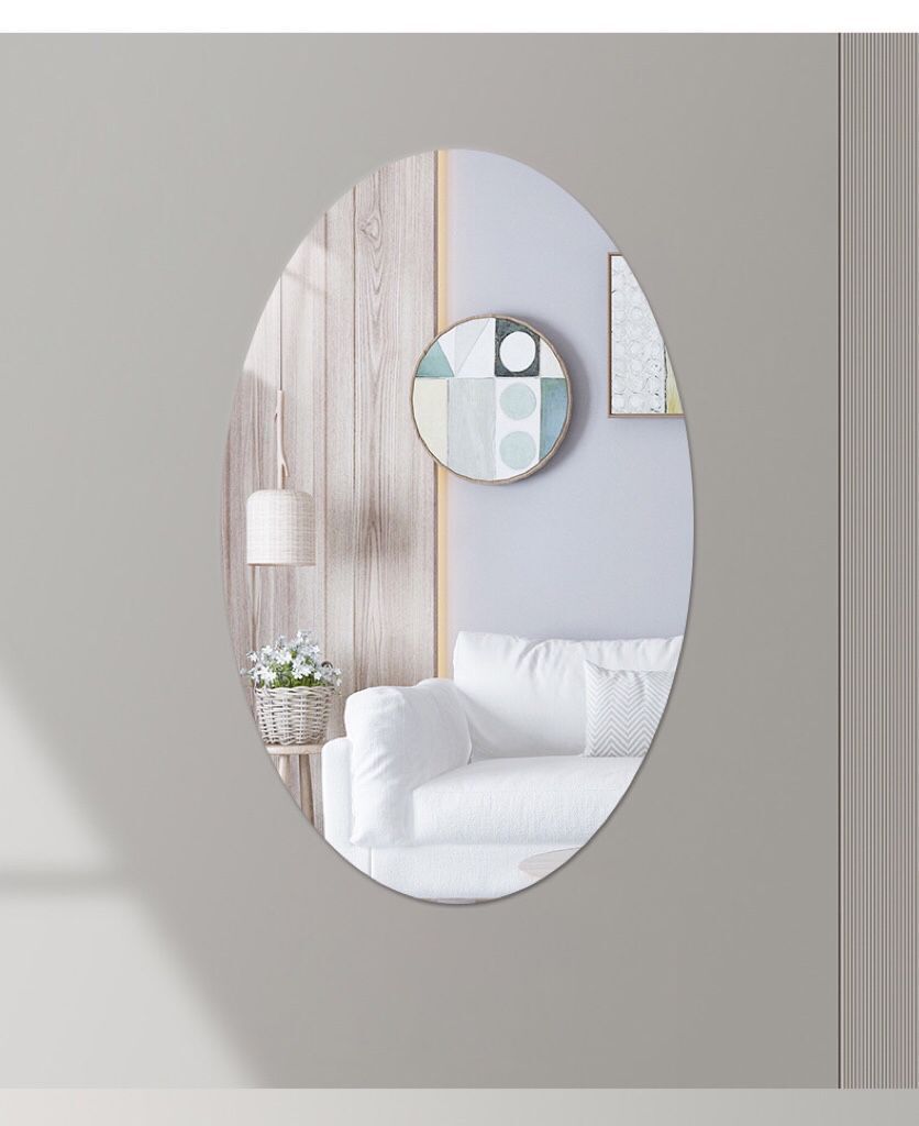 亚克力椭圆形镜面贴浴室卫生间装饰镜子镜面墙贴简易装饰镜子自粘