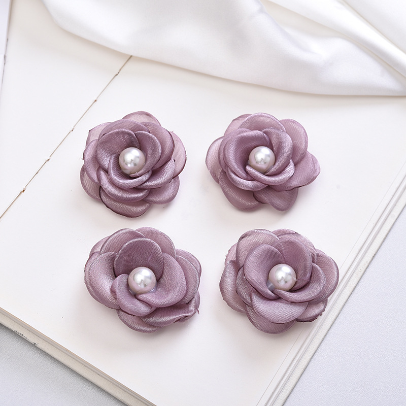 New Simulation Camellia Pearl Yarn Flower DIY Handmade Hair Accessories Head Flower Wrist Flower Decoration Wholesale Fake Flower Silk Flower