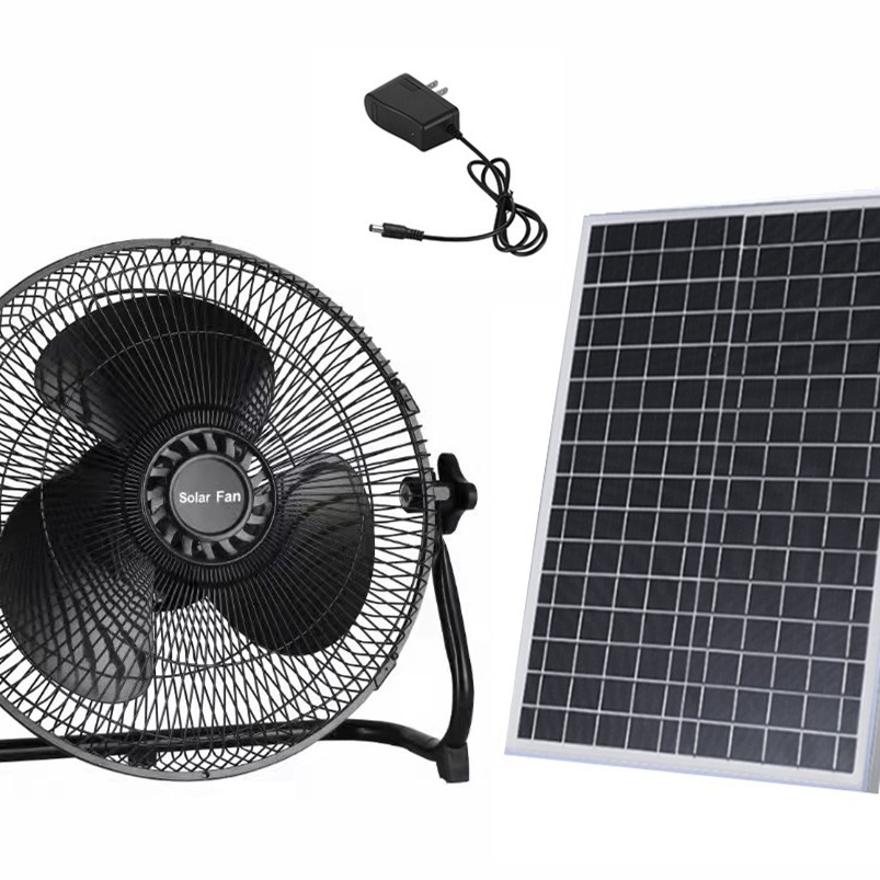 太阳能电风扇趴地式家用大风力户外露营便携式12寸太阳能电风扇