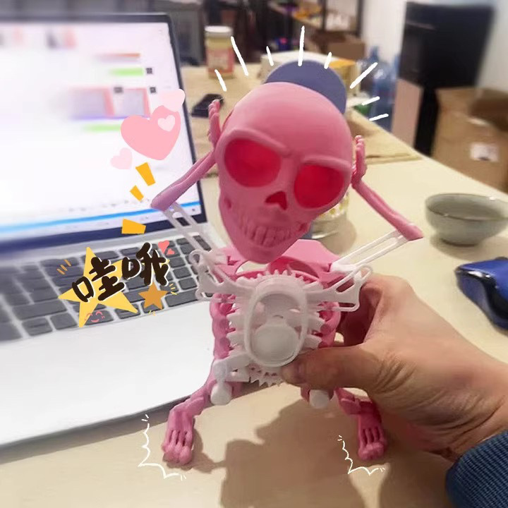 Best-Seller on Douyin 3d Skeleton Dancing Skull Skeleton Man Shaking Head Shaking Sand Carving Gear Clockwork Assembled Toy